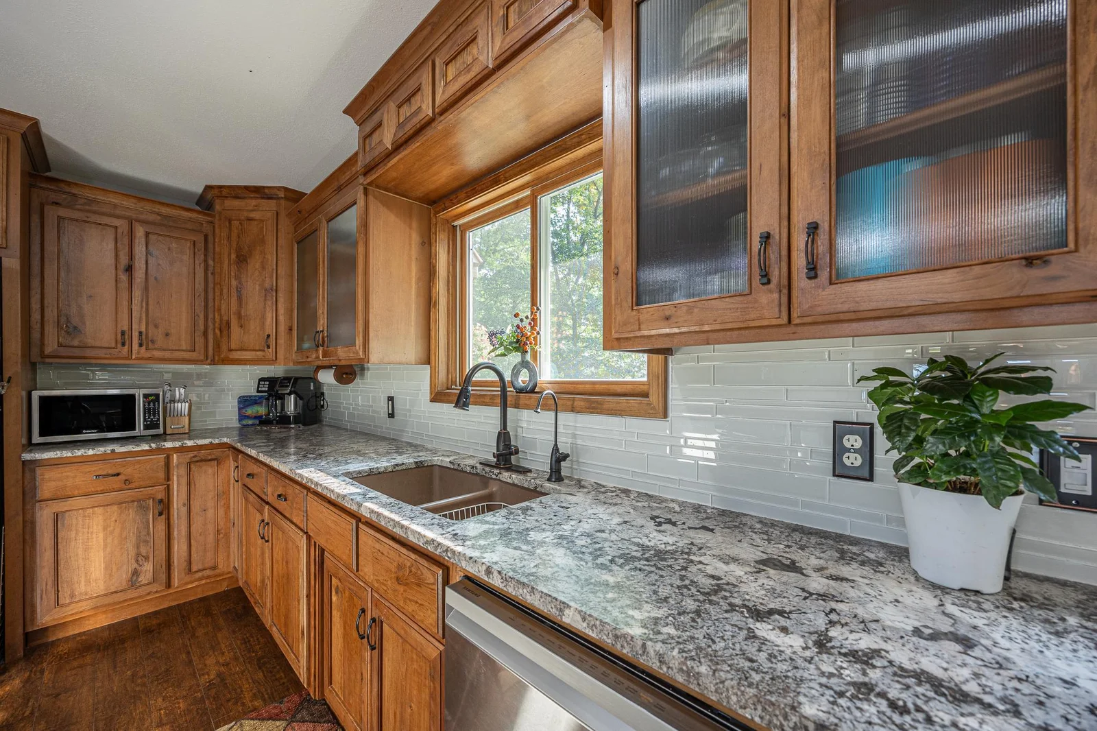 Kitchen window above the sink.