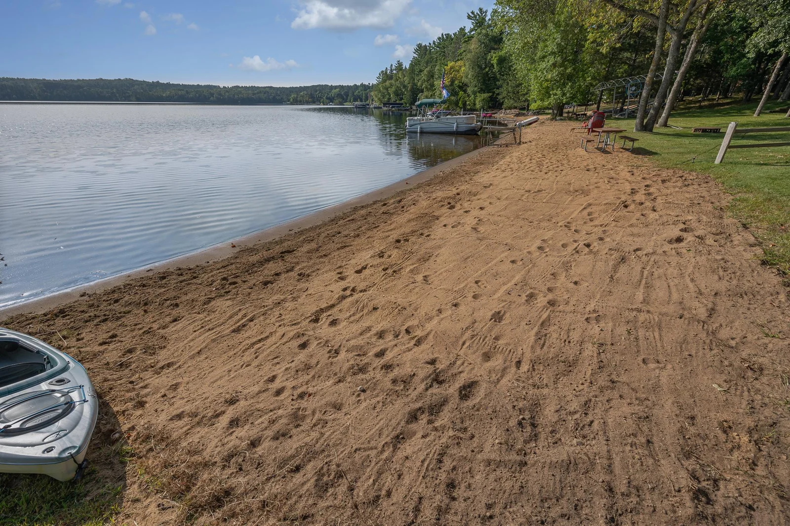 Perfect sandy shoreline for swimming.