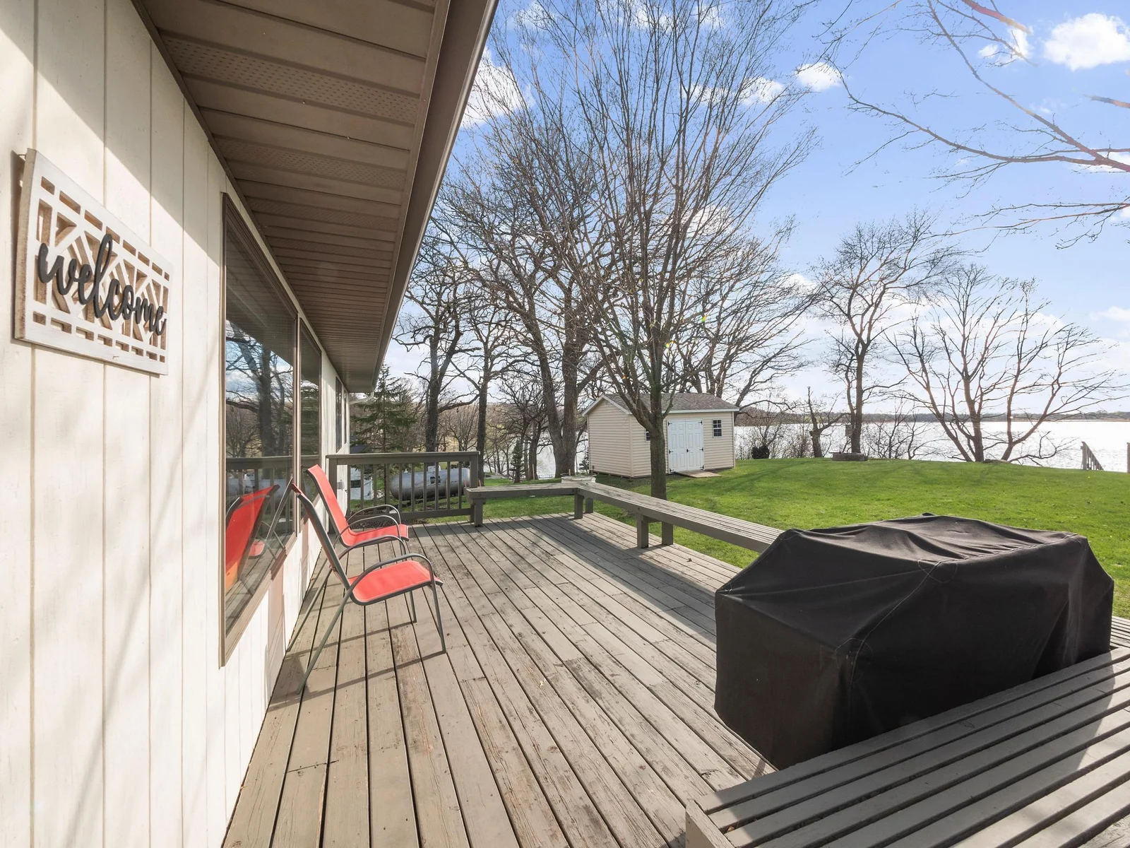 Relax on the deck just off the four-season porch—your perfect spot for fresh air and sunshine.