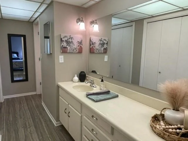 its long, useful vanity, and
