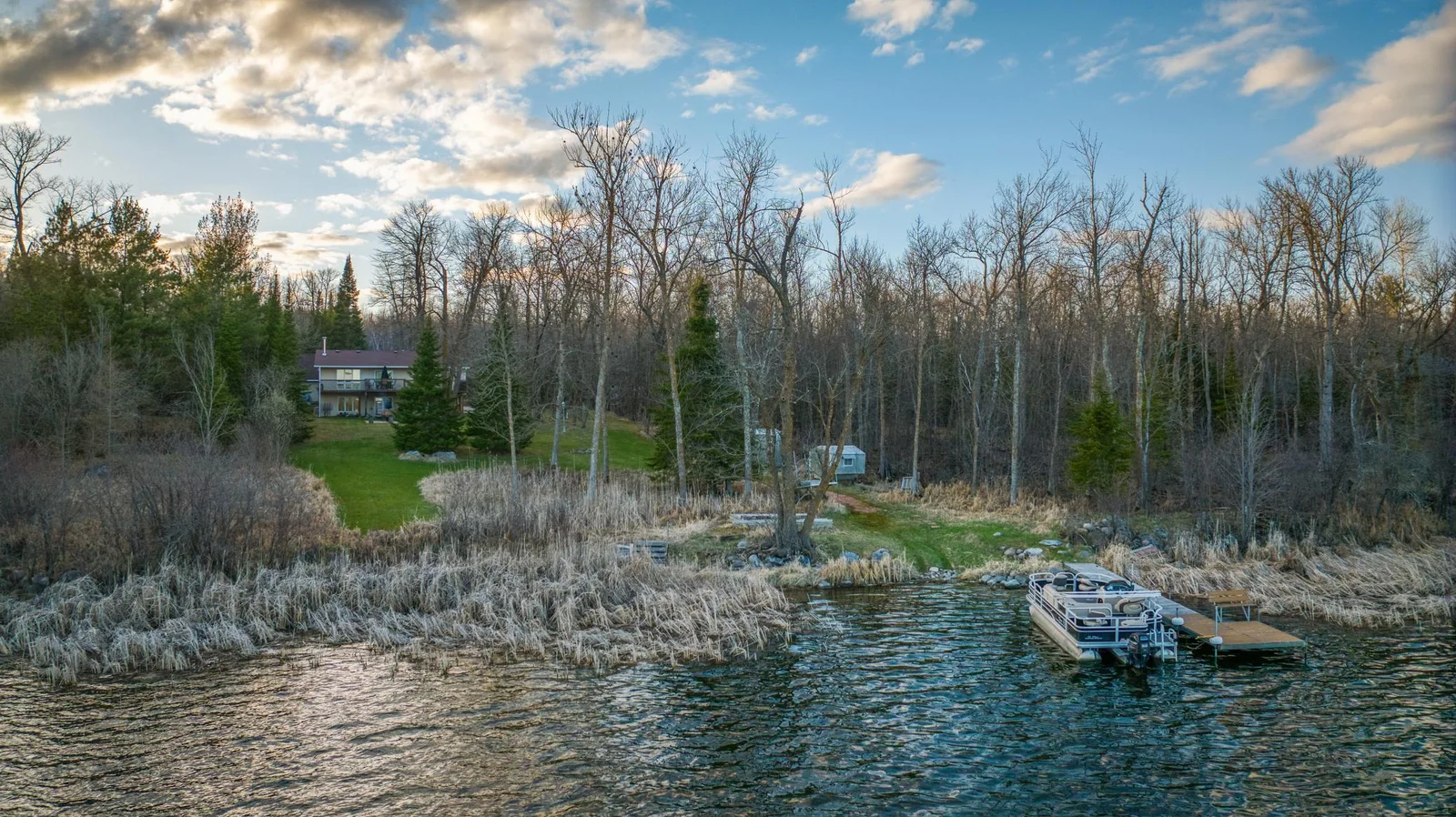 Nice clearing for docking your water toys, swimming and fishing. Room for additional dock space possibly