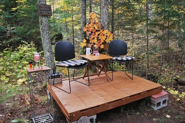 sitting area in woods