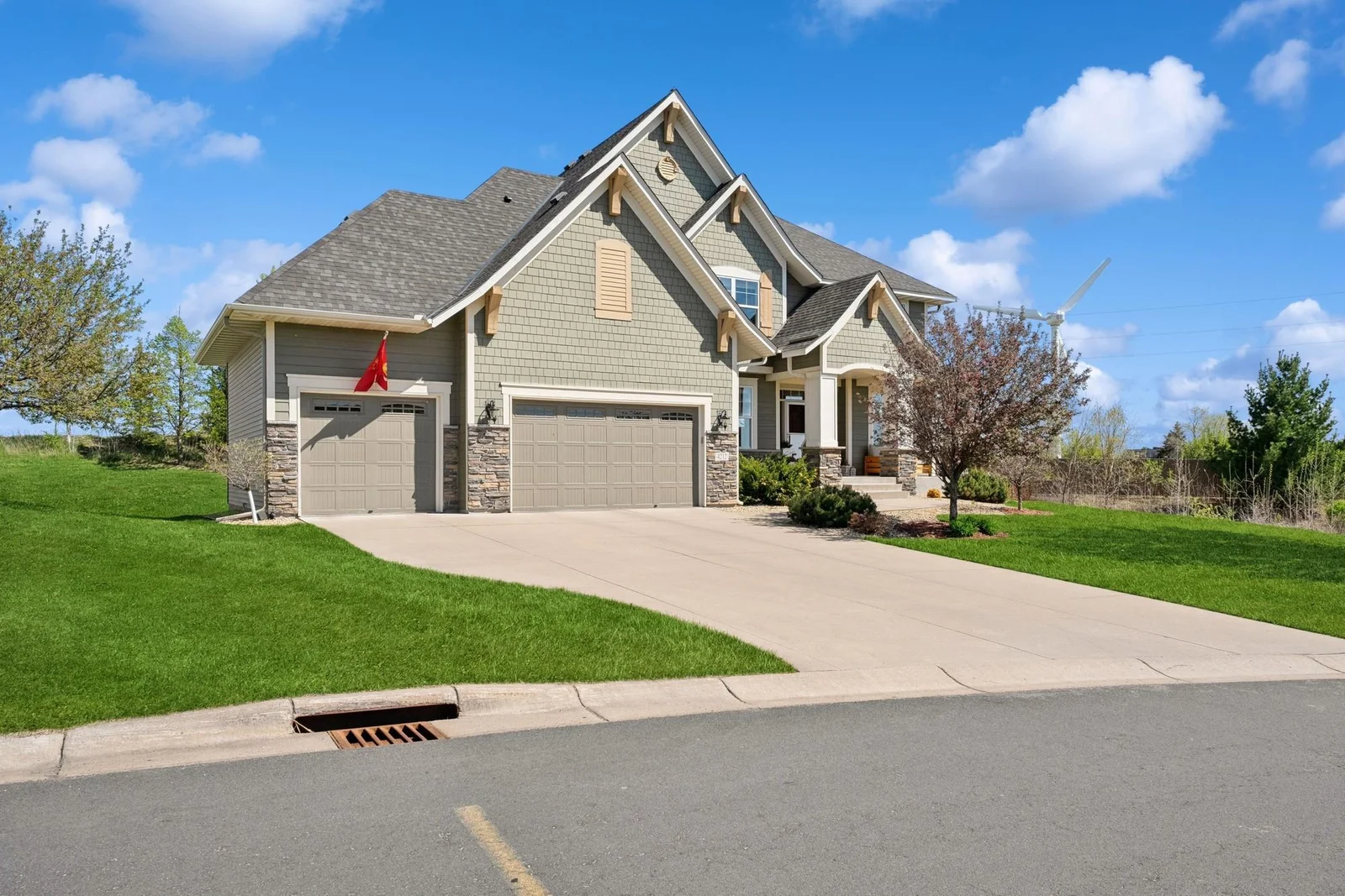 As you can clearly see here, there are no homes to the rear, or to the south of the home. The front elevation is upgraded with stone, James Hardie fiber cement and LP Smartside.
