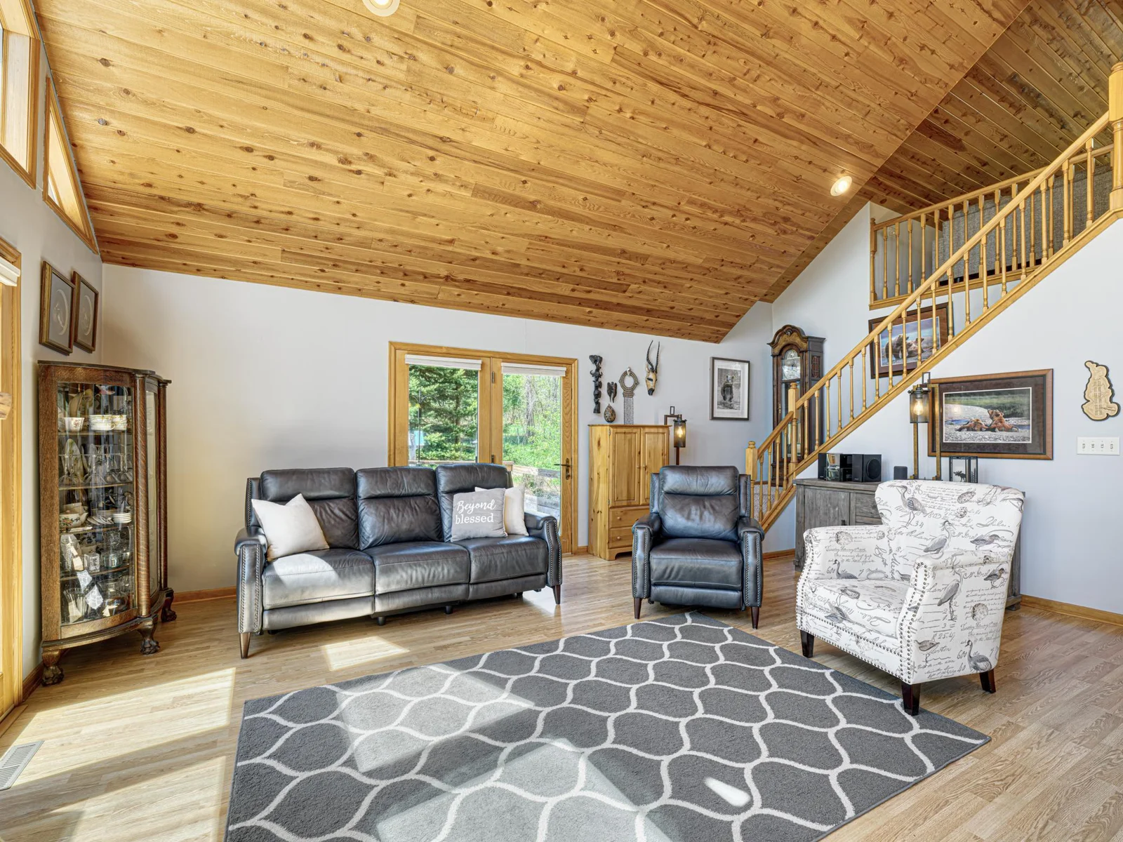 Main floor living space features an open concept plan.