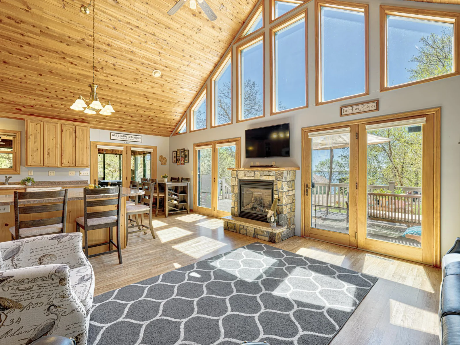 Gas fireplace heats up this main floor living space nicely.