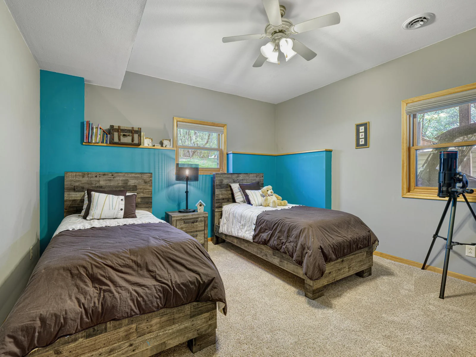 Lower level bedroom features two nice-sized windows.