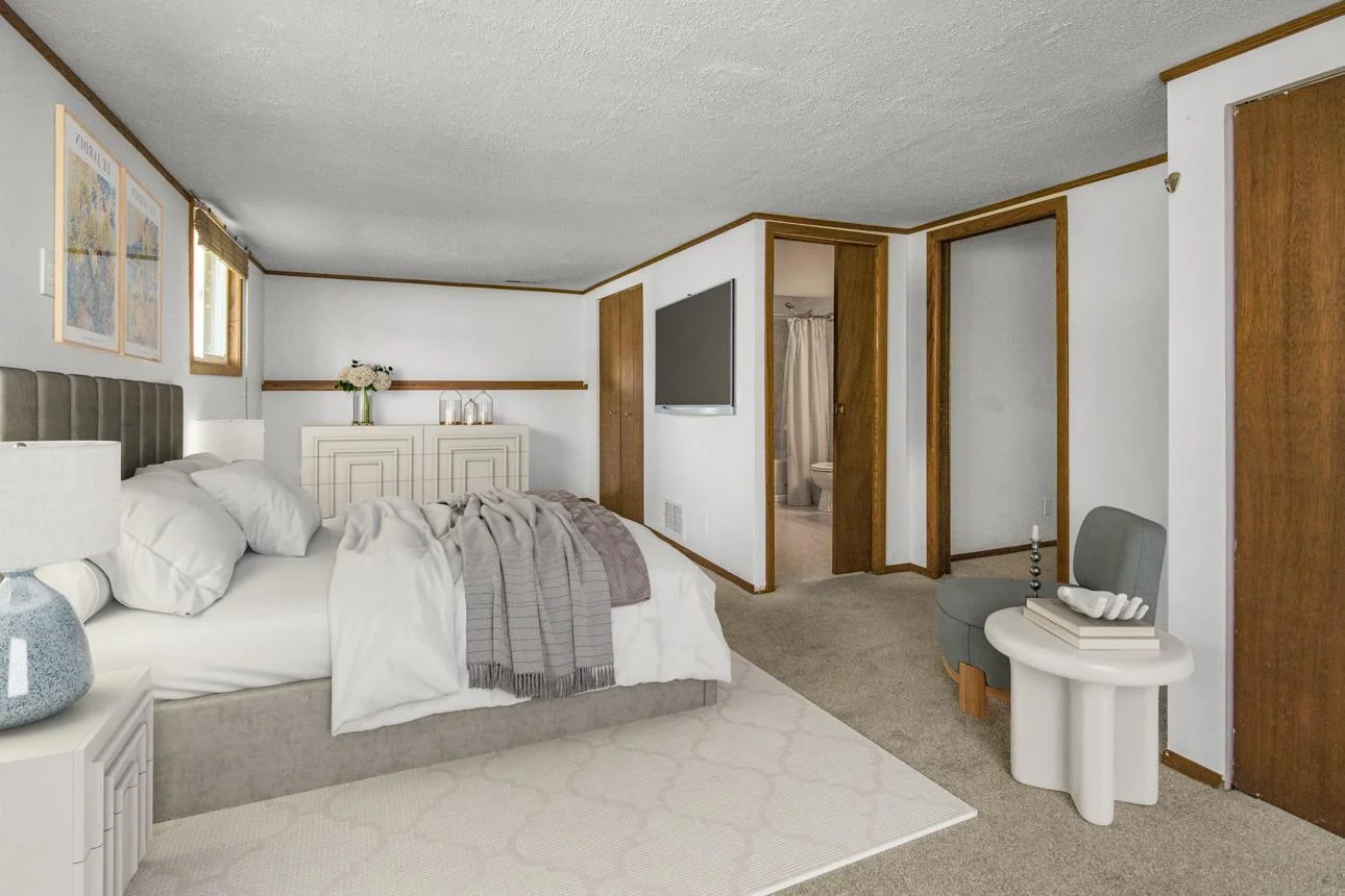 Virtually staged lower level bedroom....just needs your imagination and creativity!