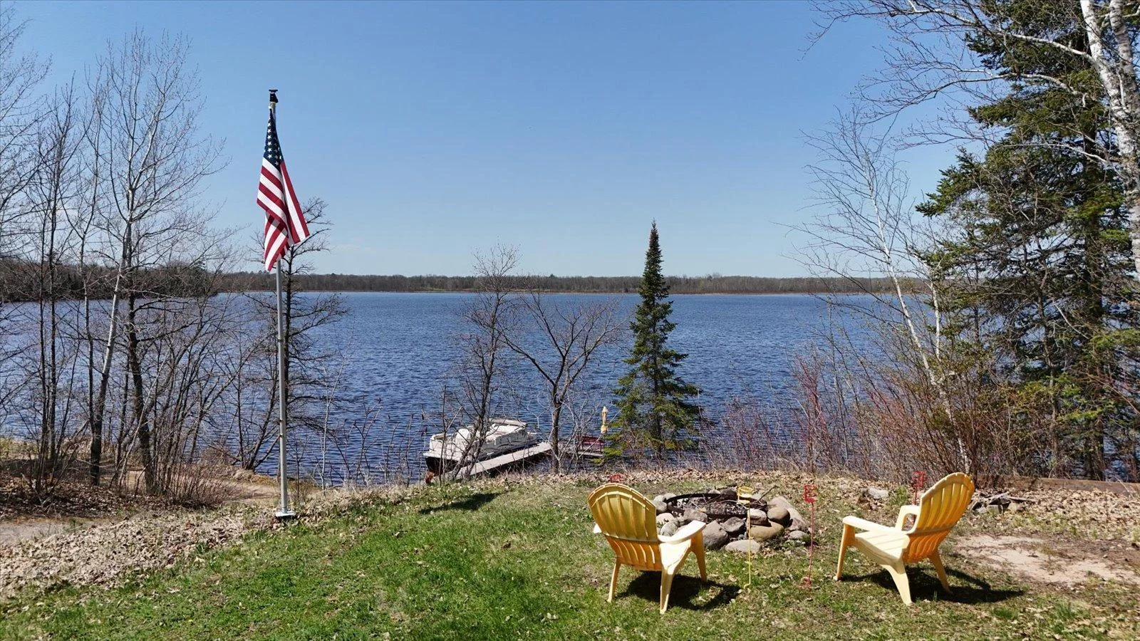 Firepit with amazing lake view