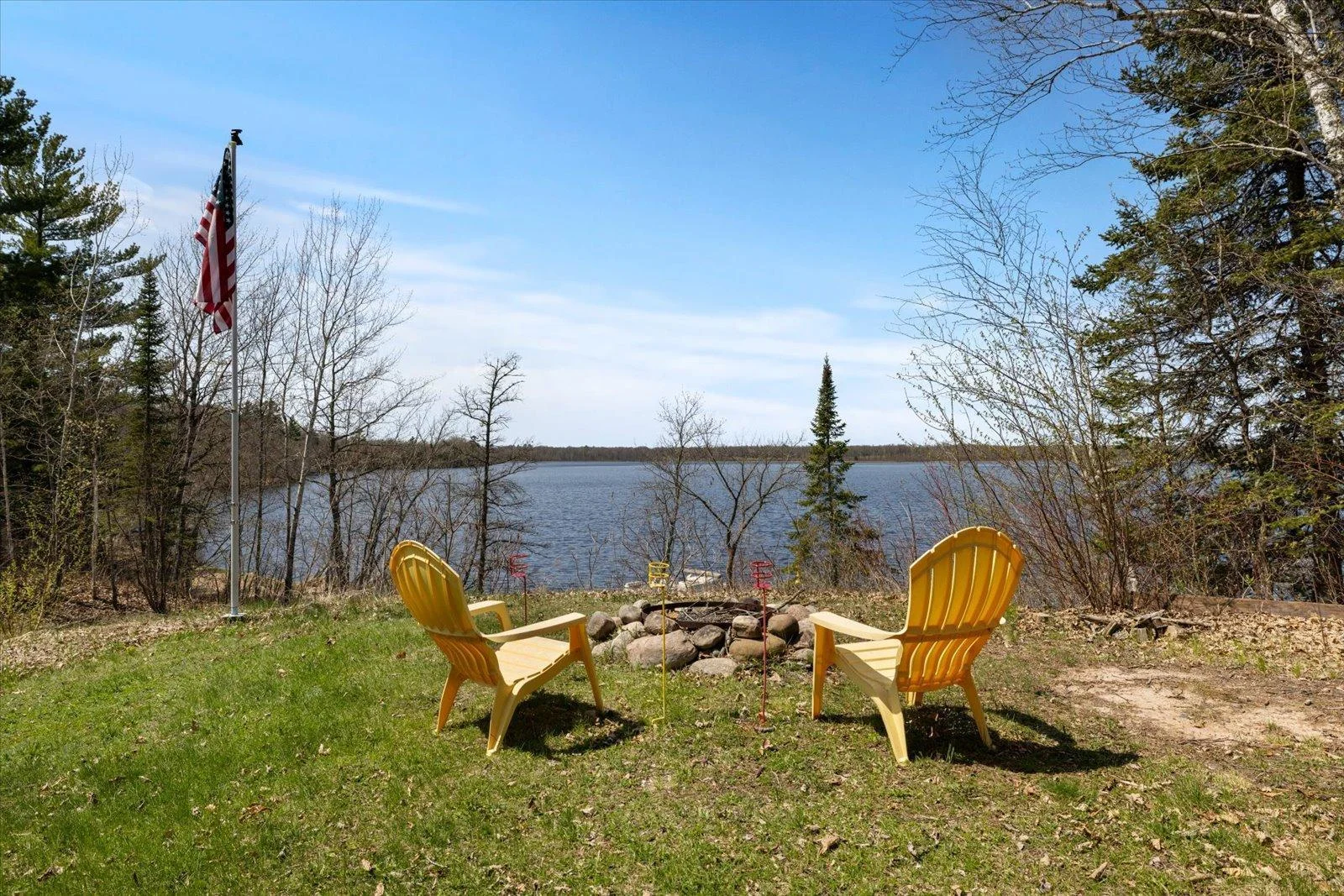 Firepit with amazing lake view