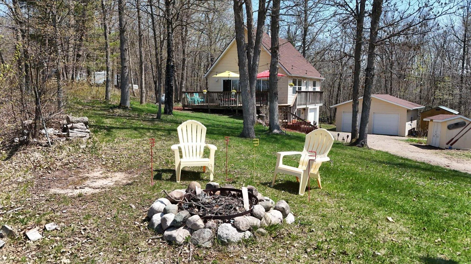 Firepit with amazing lake view