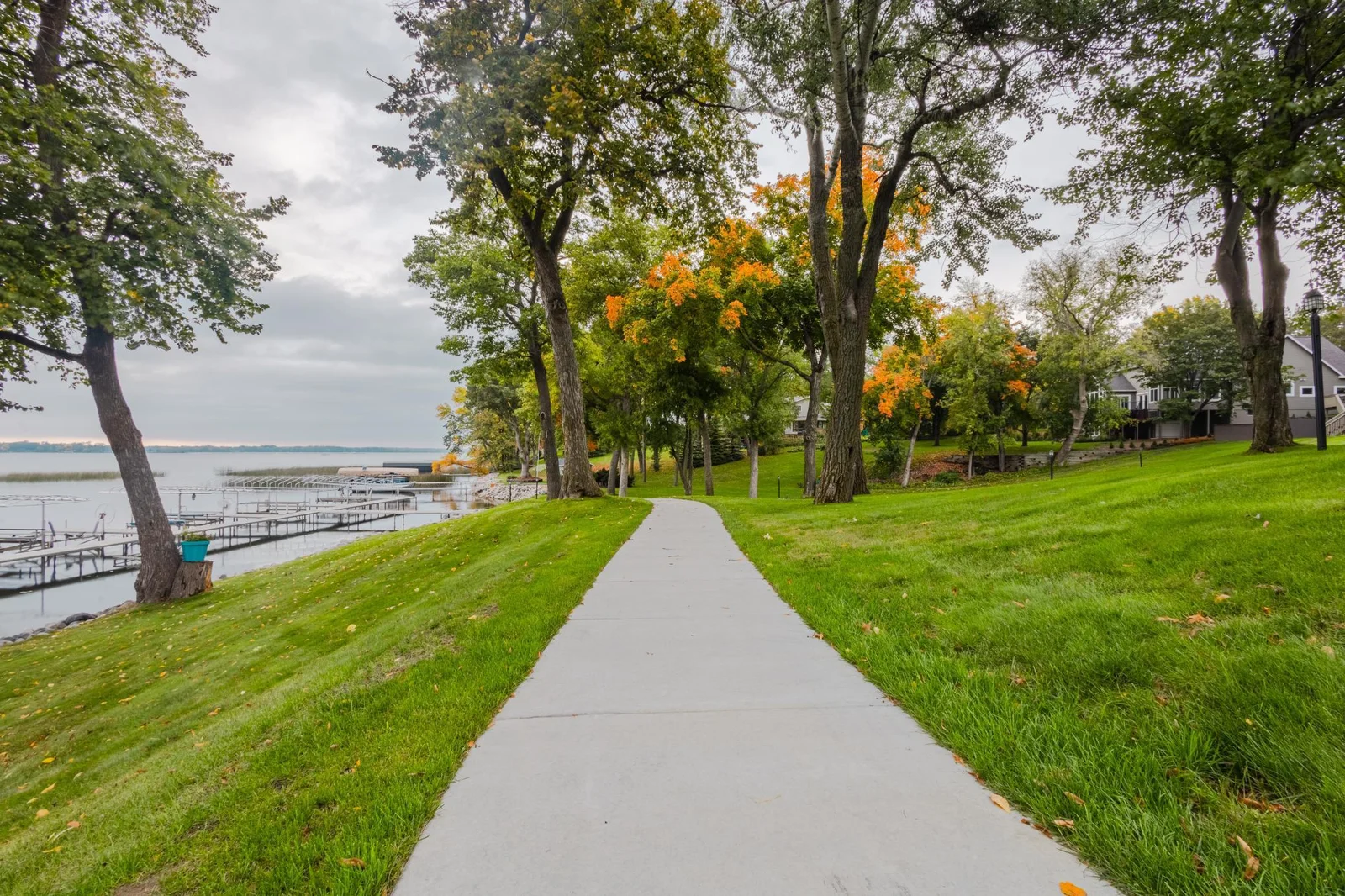 Sidewalk to dock and boat slips