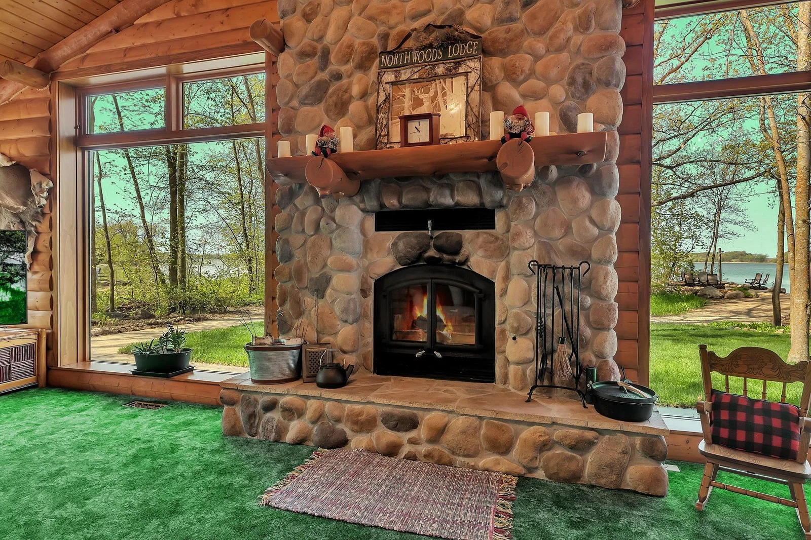 Cozy wood-burning fireplace; furnace rated.