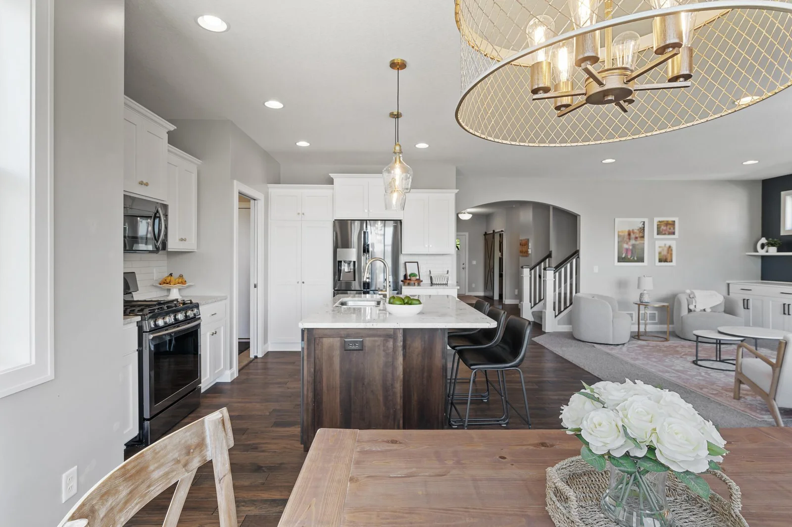 9' ceilings give this whole area light and space needed for large living.
