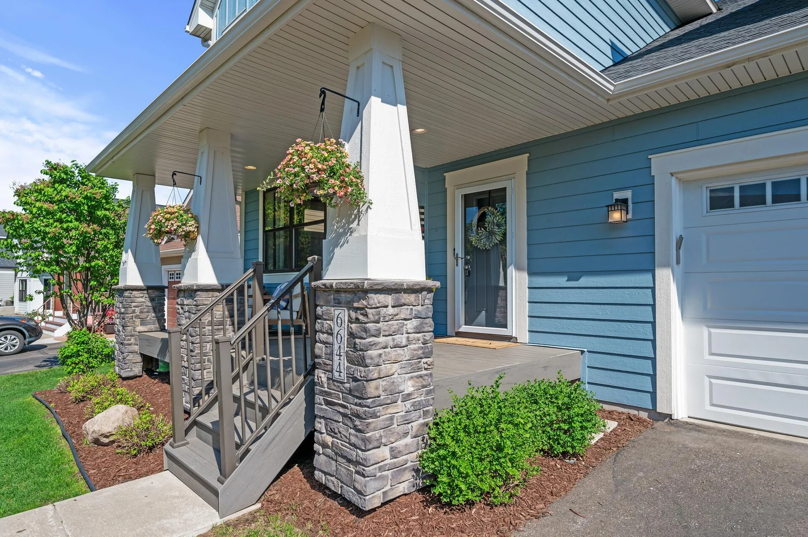 Craftsman-style columns to frame the front porch area.