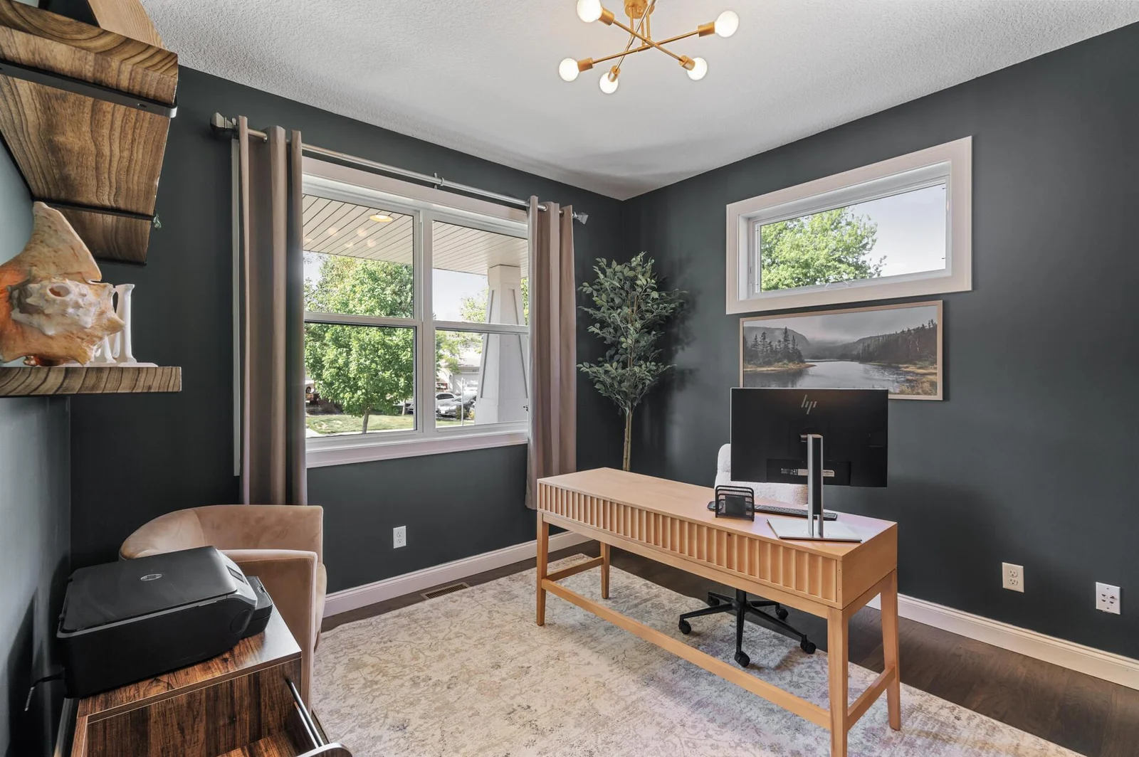Updated in 2024 -- deep green and rich accents. Plenty of natural light.