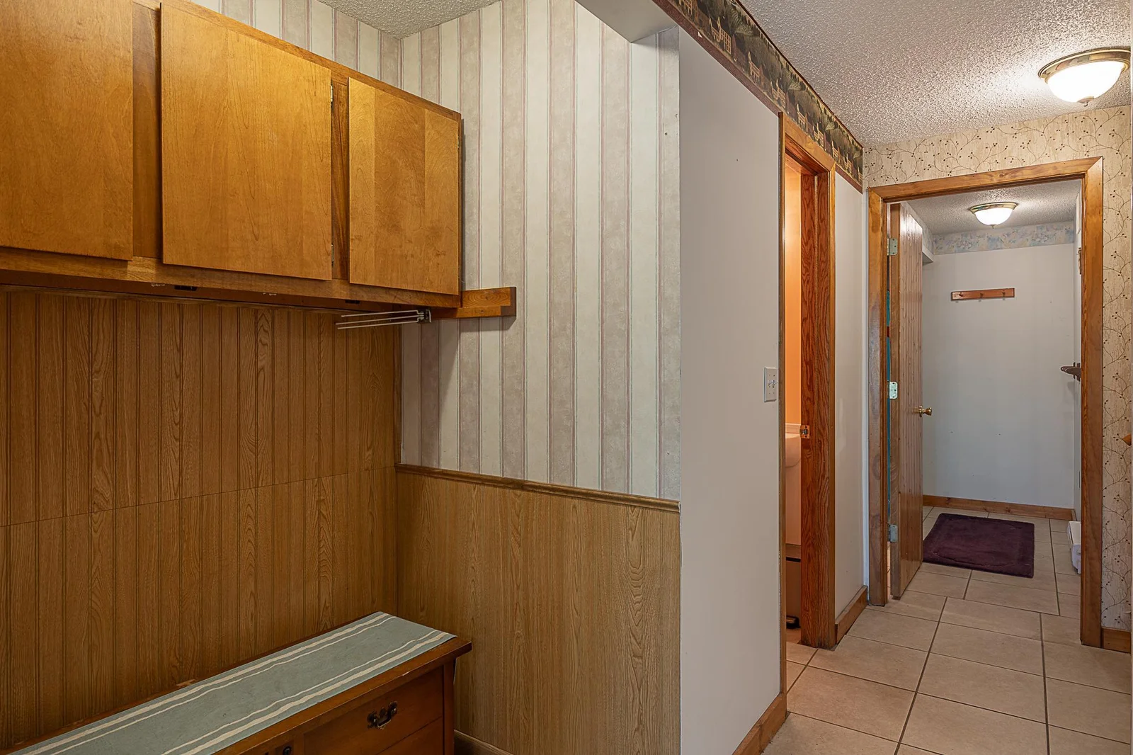 Lower level sitting nook and storage.
