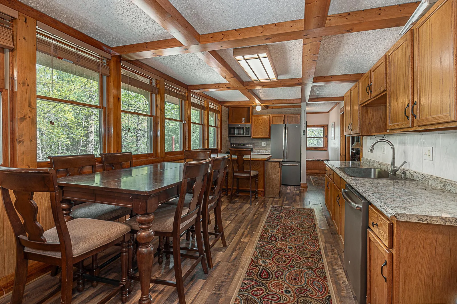 Expansive kitchen/dining room.