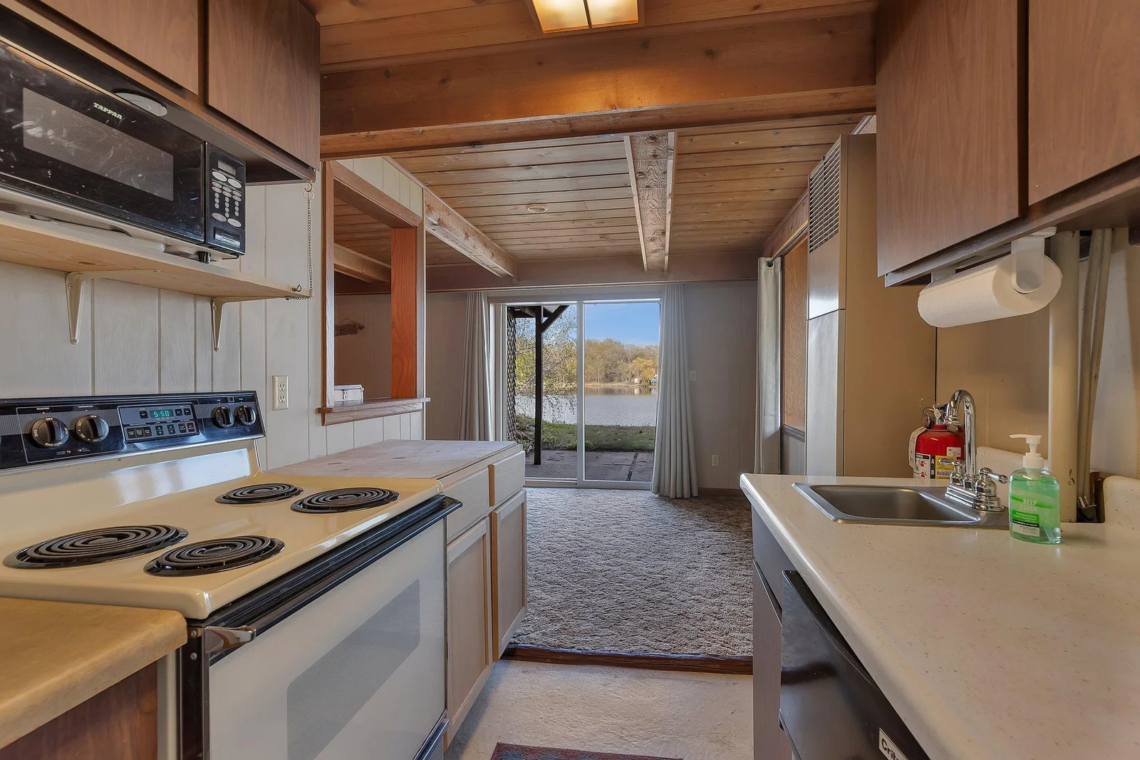 Lower level kitchen with lake view