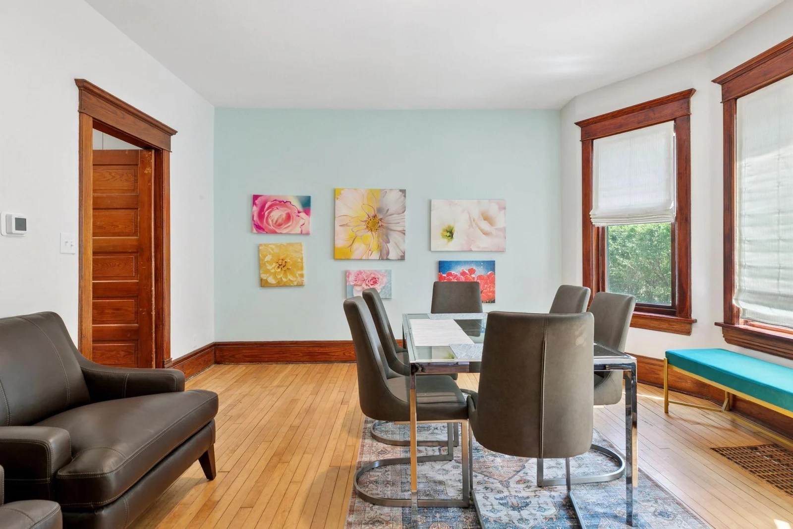 Another view of the sun-filled dining area before heading into the totally remodeled kitchen.