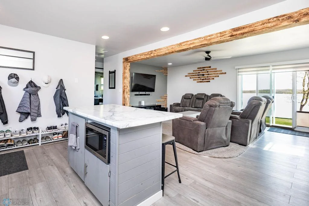 Open floor plan with timber detailing