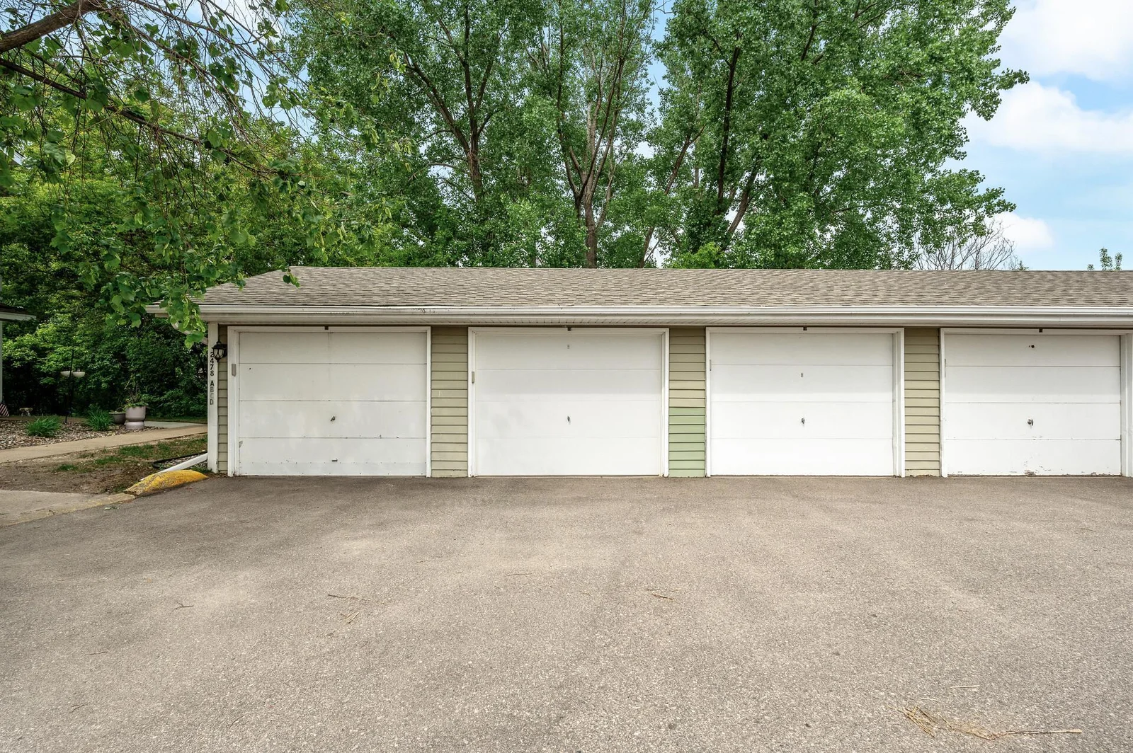 Garage space. This unit also includes one assigned parking spot.