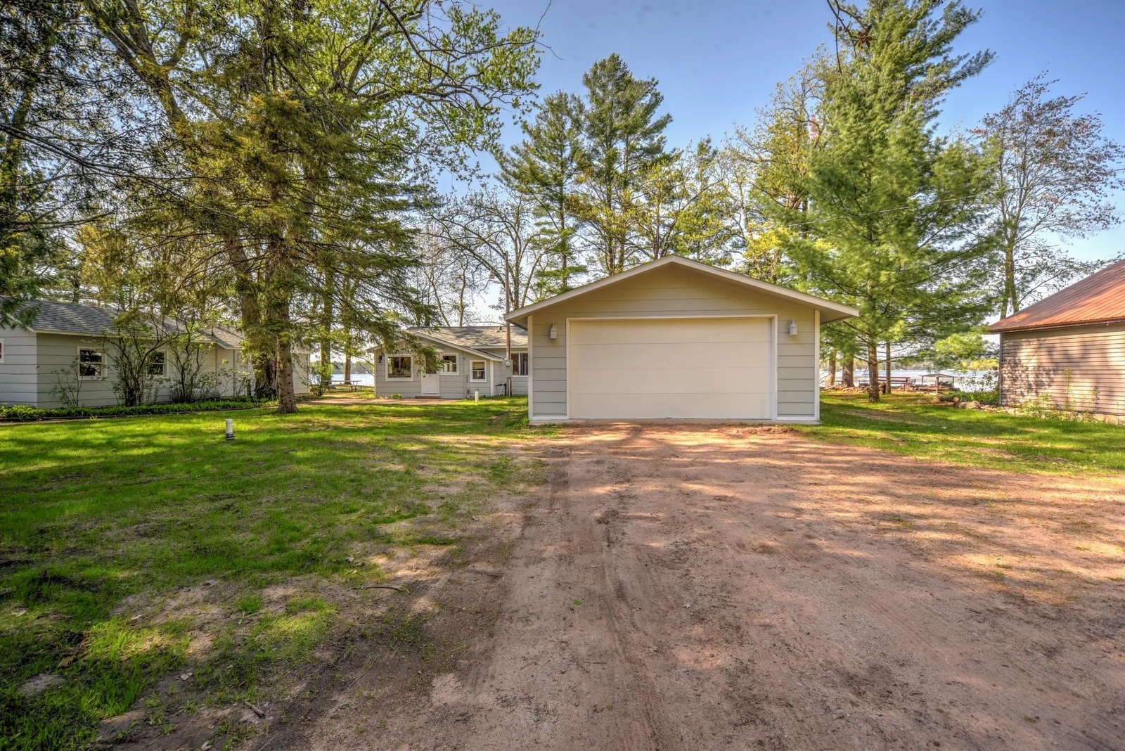 Deep two car garage.