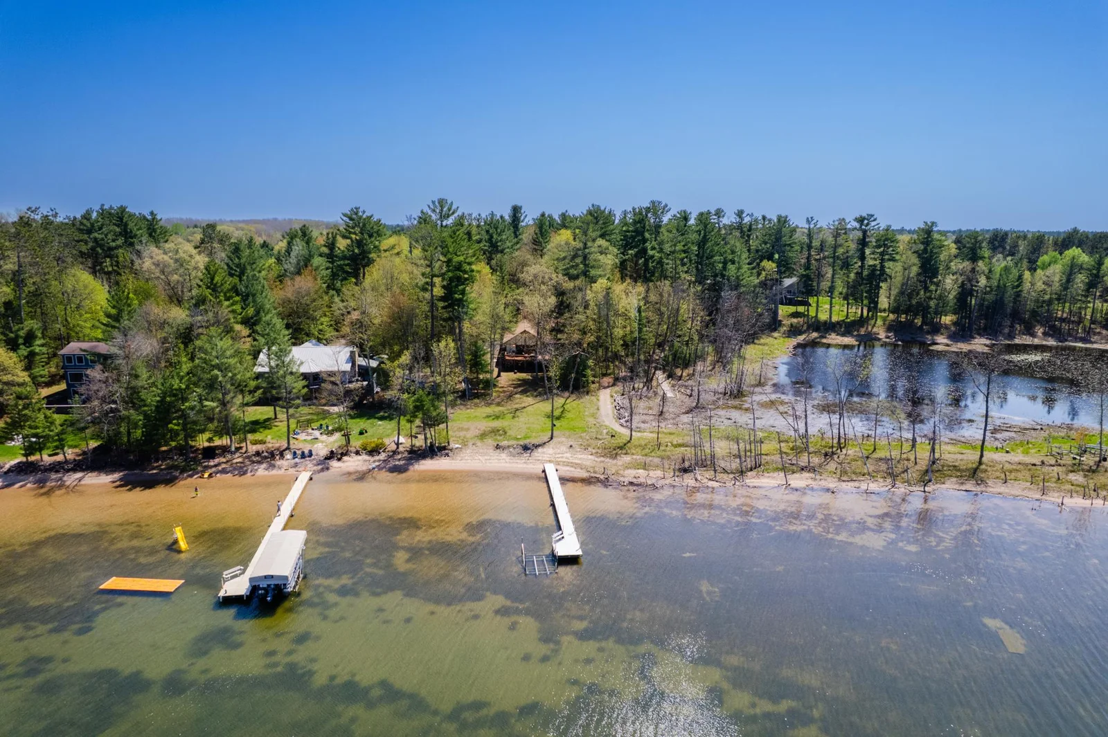 Private lake lot with 100' of sandy shoreline