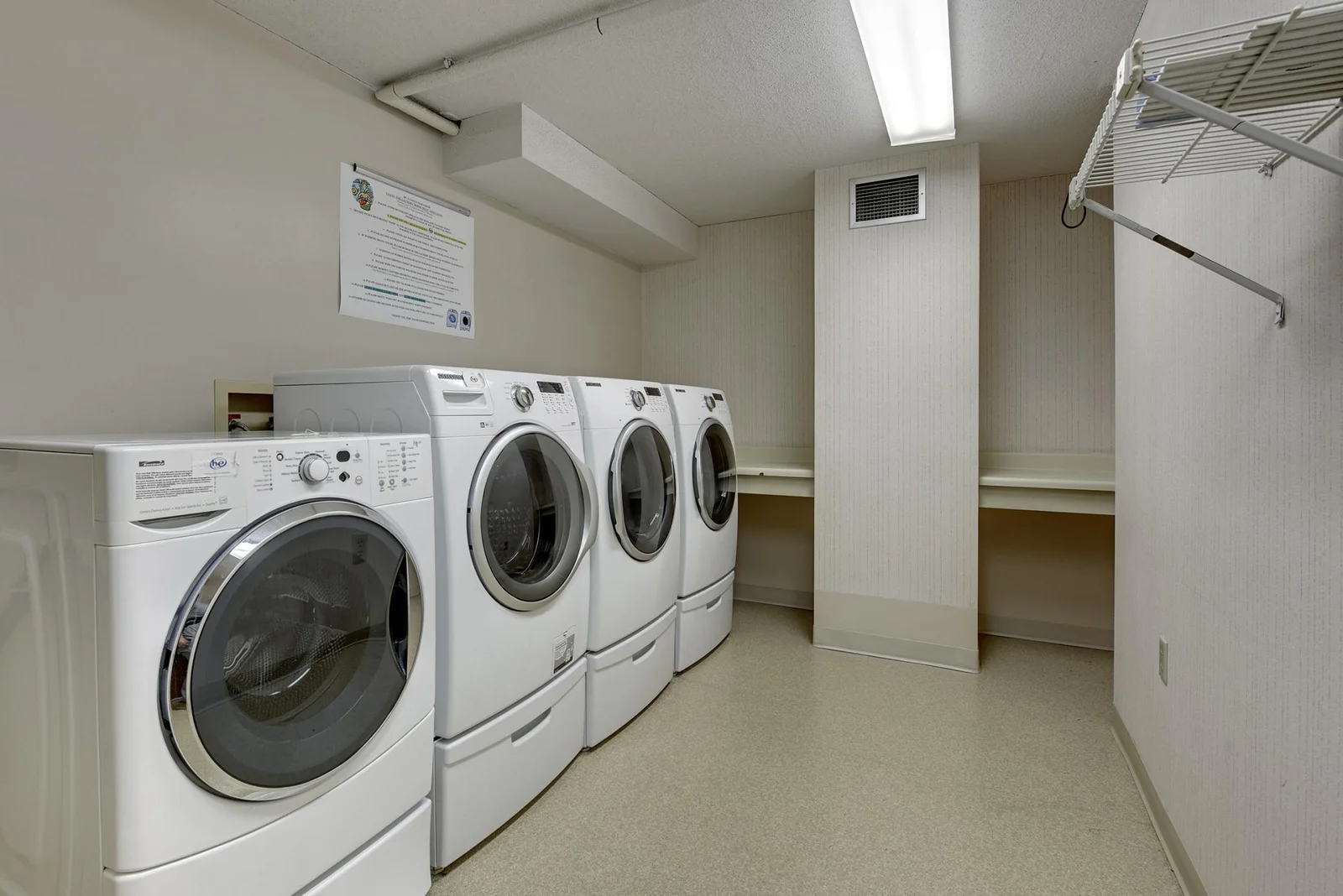 Free laundry room next door in the hall