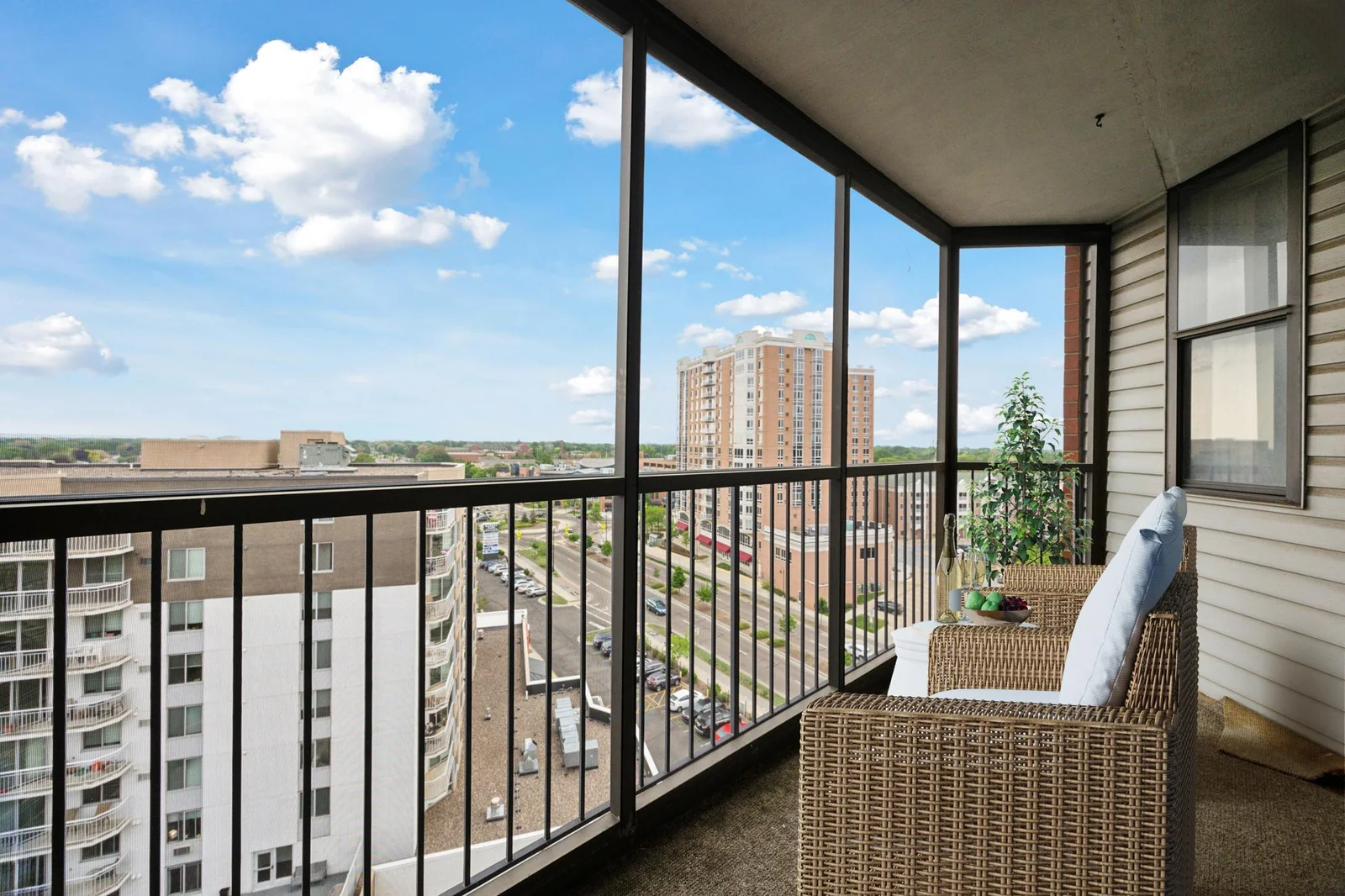 Virtual staged screened in balcony