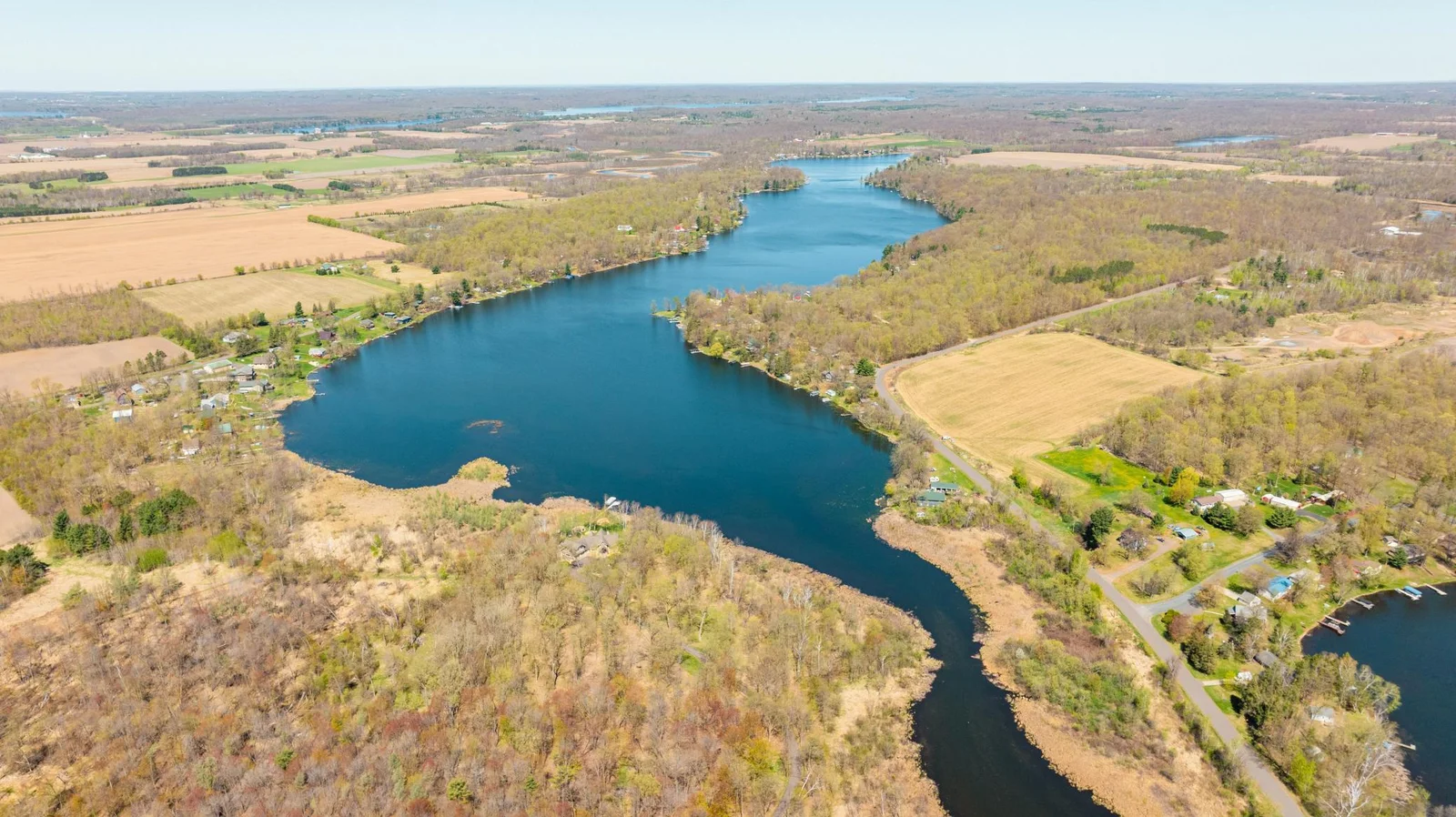 Big Blake lake with property off to the right.