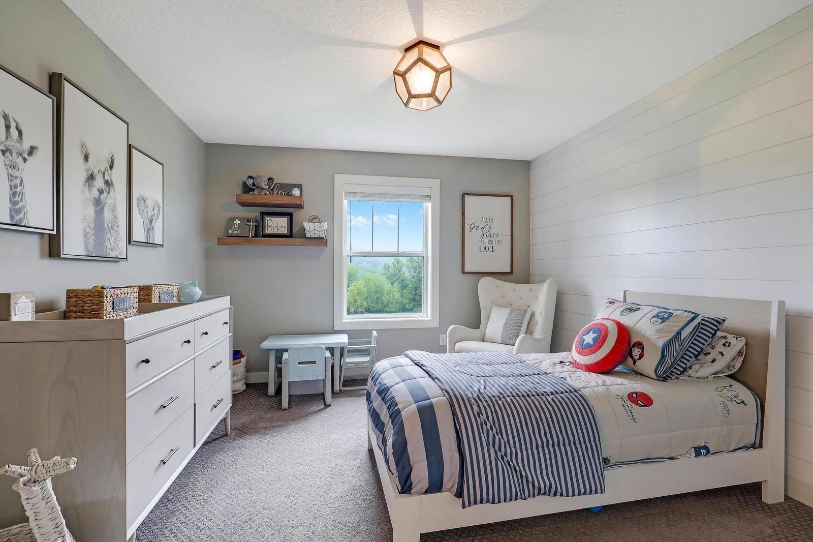 This bedroom shares a jack and jill bath