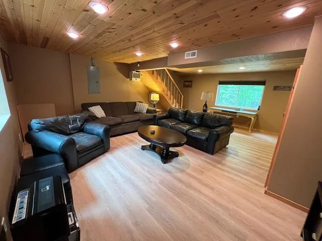 Lower level with new flooring