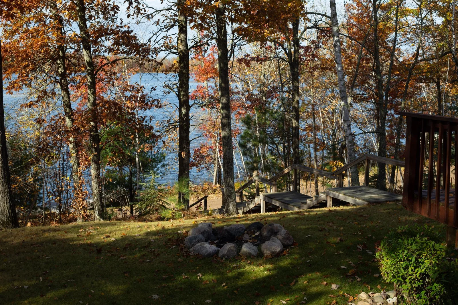 Stairs to lake