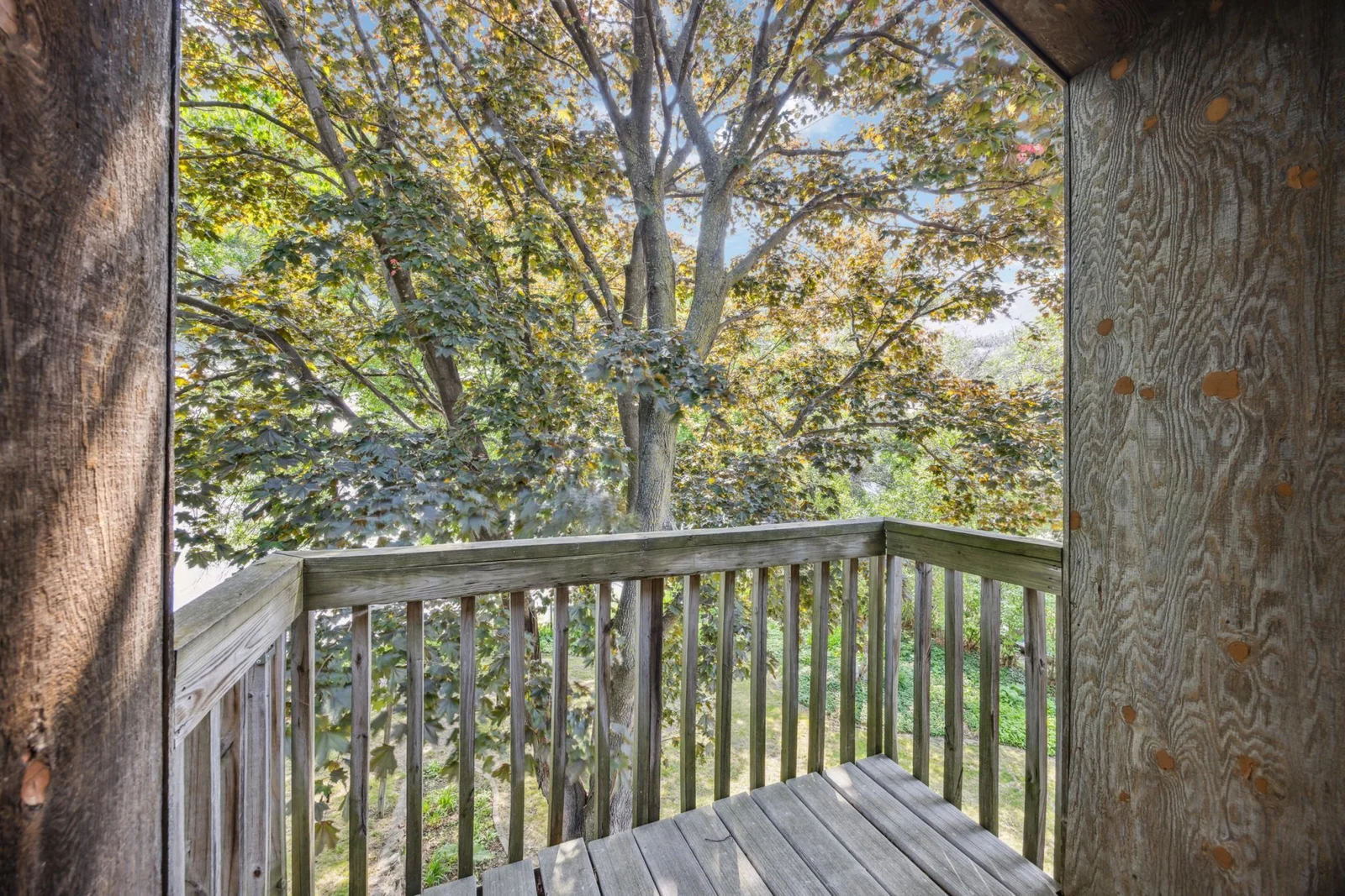 One of two balconies on the upper level