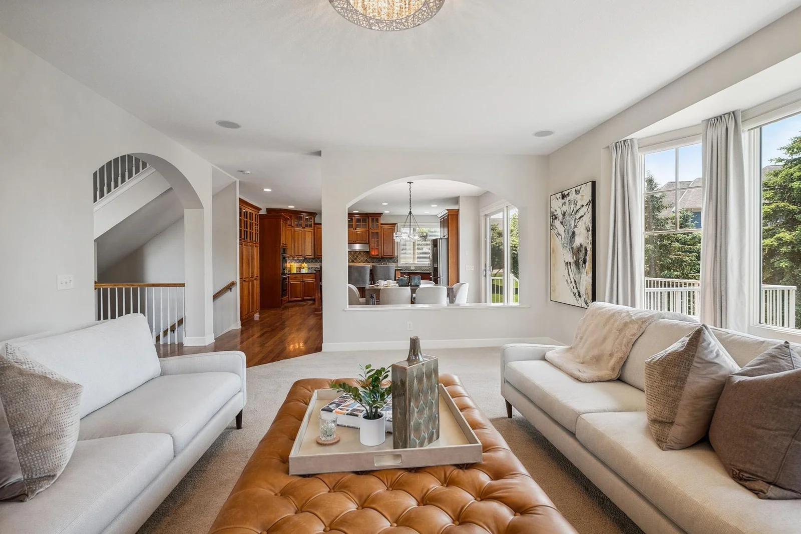 Effortless flow from the kitchen to the living room creates a truly livable layout.