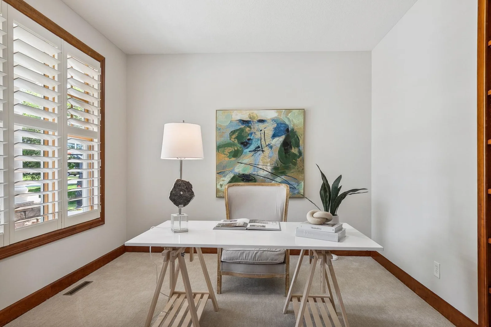 Versatile front office with built-ins—could easily serve as a 6th bedroom or guest room.