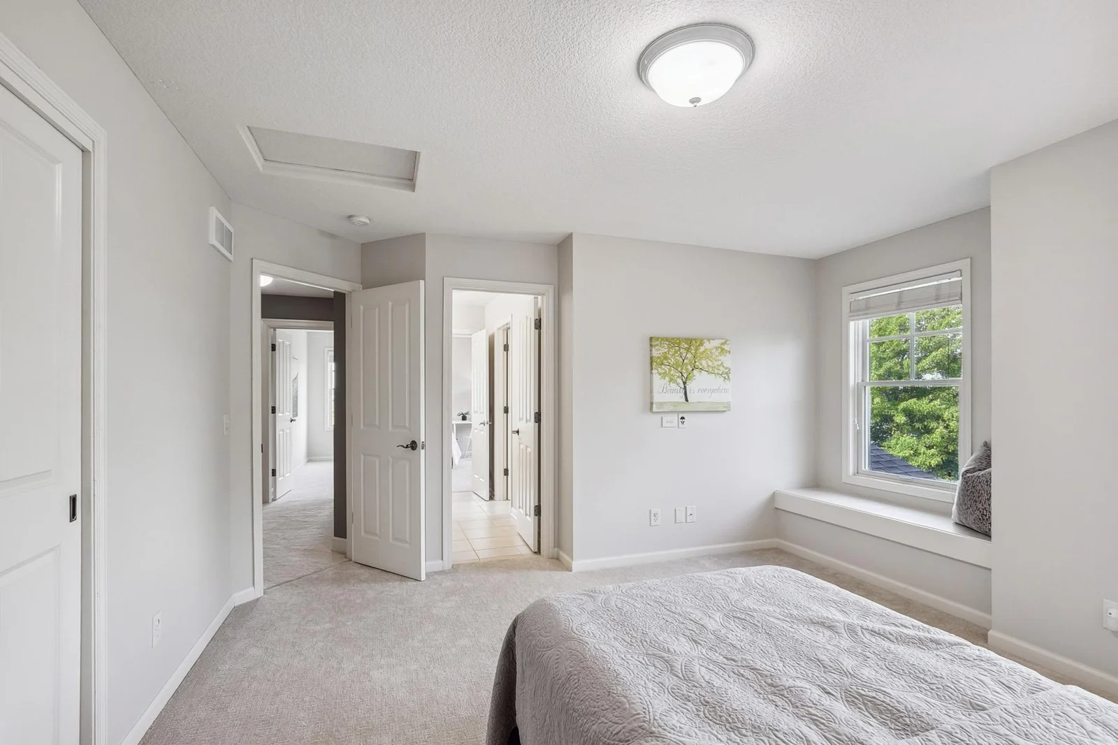 A bright and functional bedroom pair connected by a stylish Jack and Jill bath—ideal for comfort and convenience.