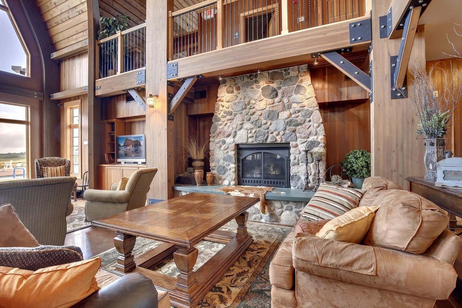 Cozy up by the clubhouse fireplace during neighborhood gatherings.