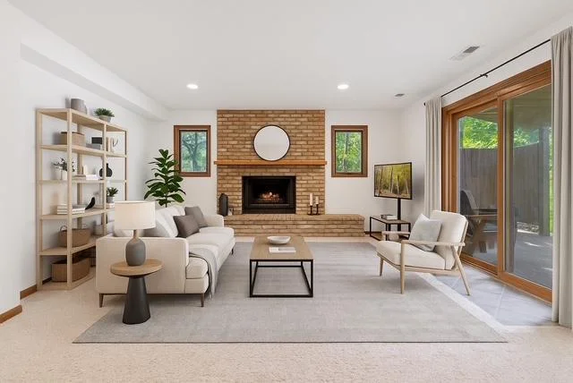 Virtually staged lower level family room
