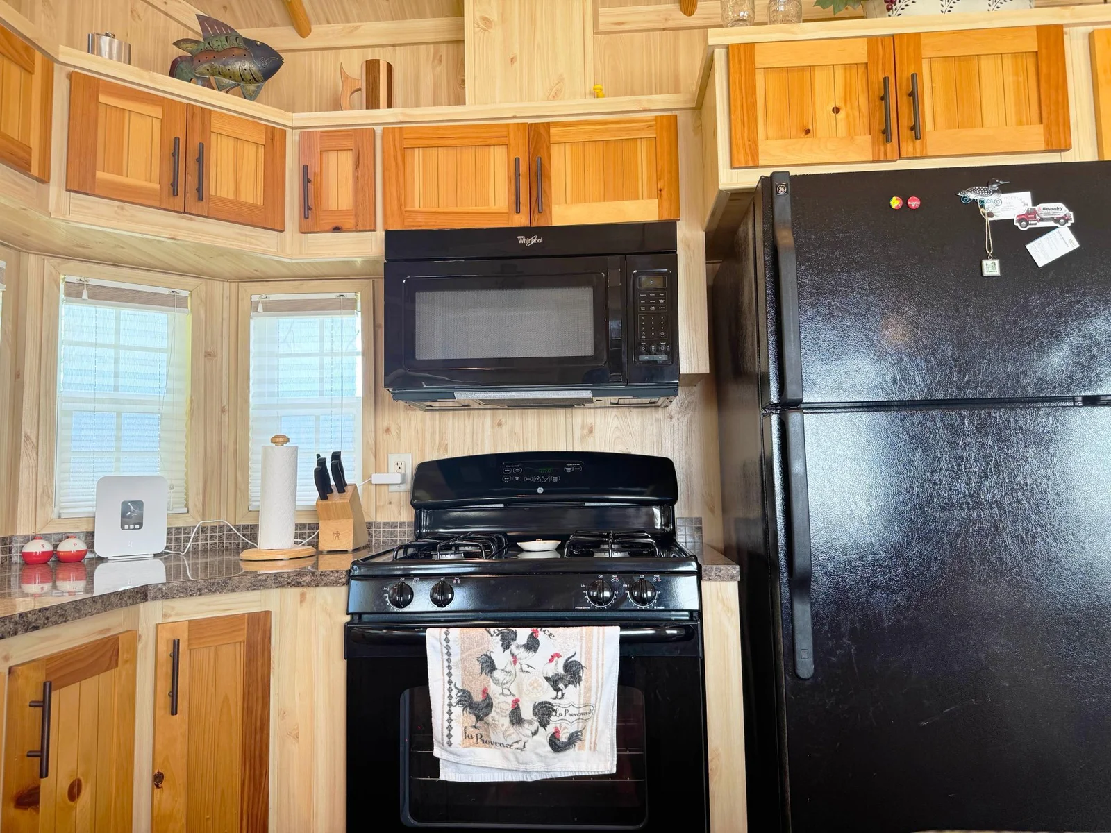 A closer look at the kitchen appliances.