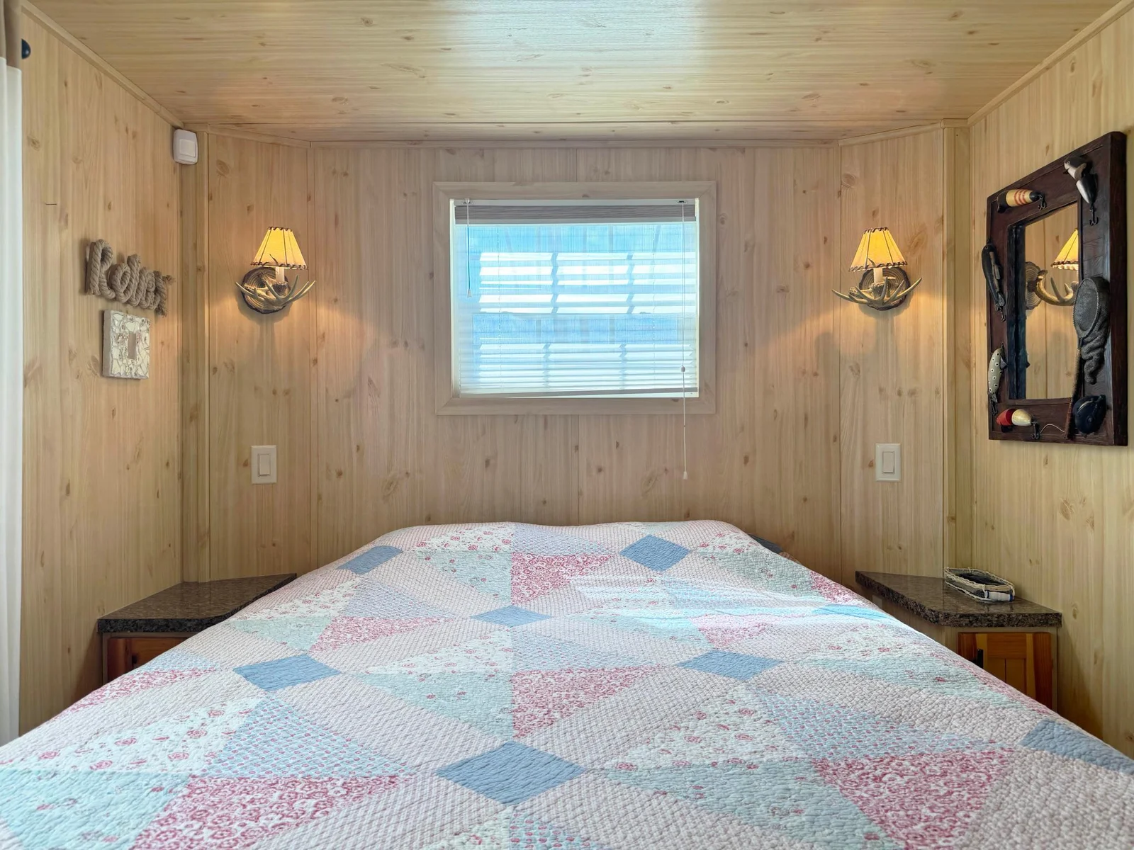 Just one step down to the main floor bedroom space.