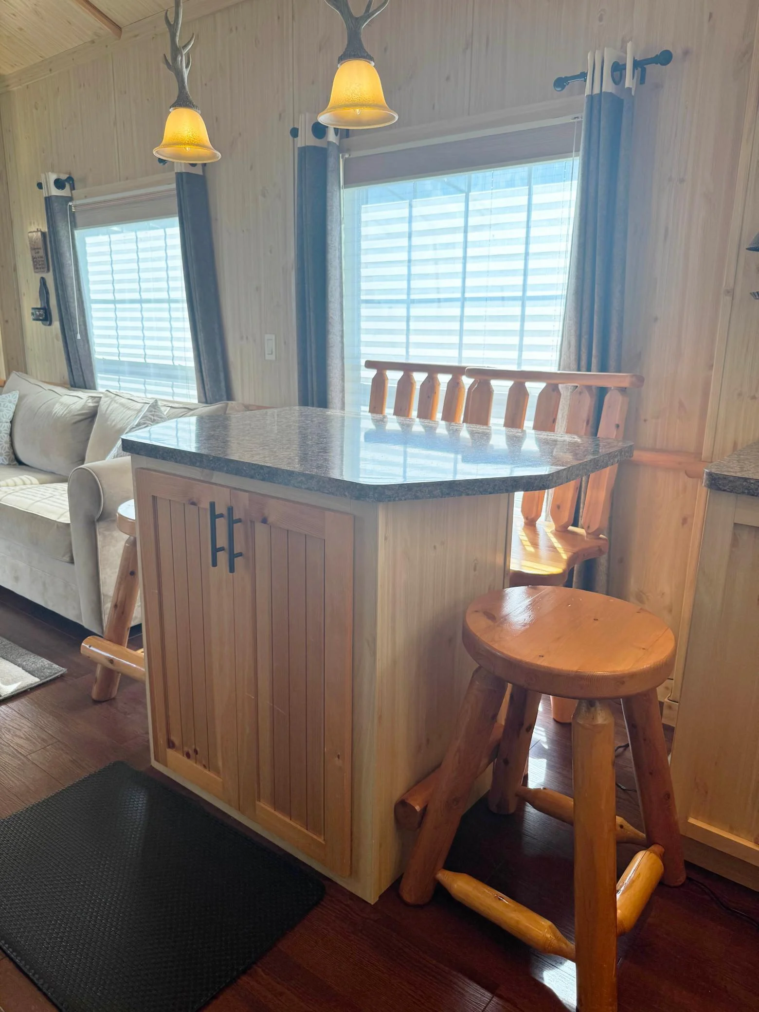 A shot of the kitchen island.