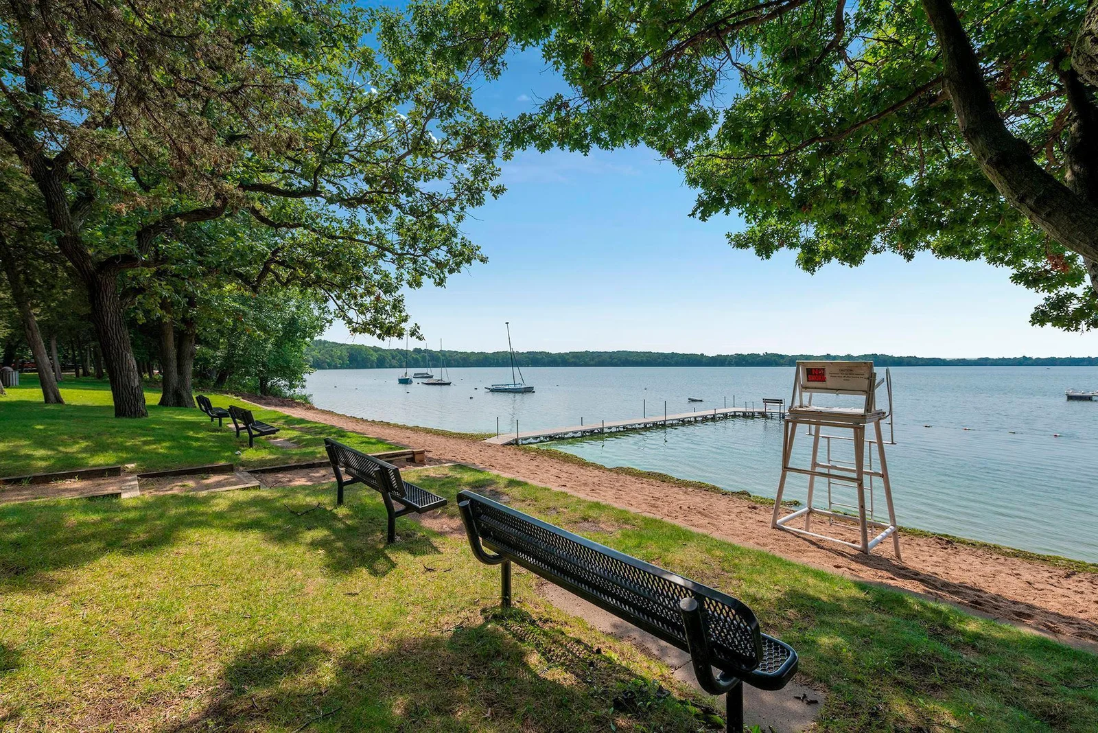 Pleasant Lake Beach is a private beach for North Oaks residents with playground, picnic area & dock.