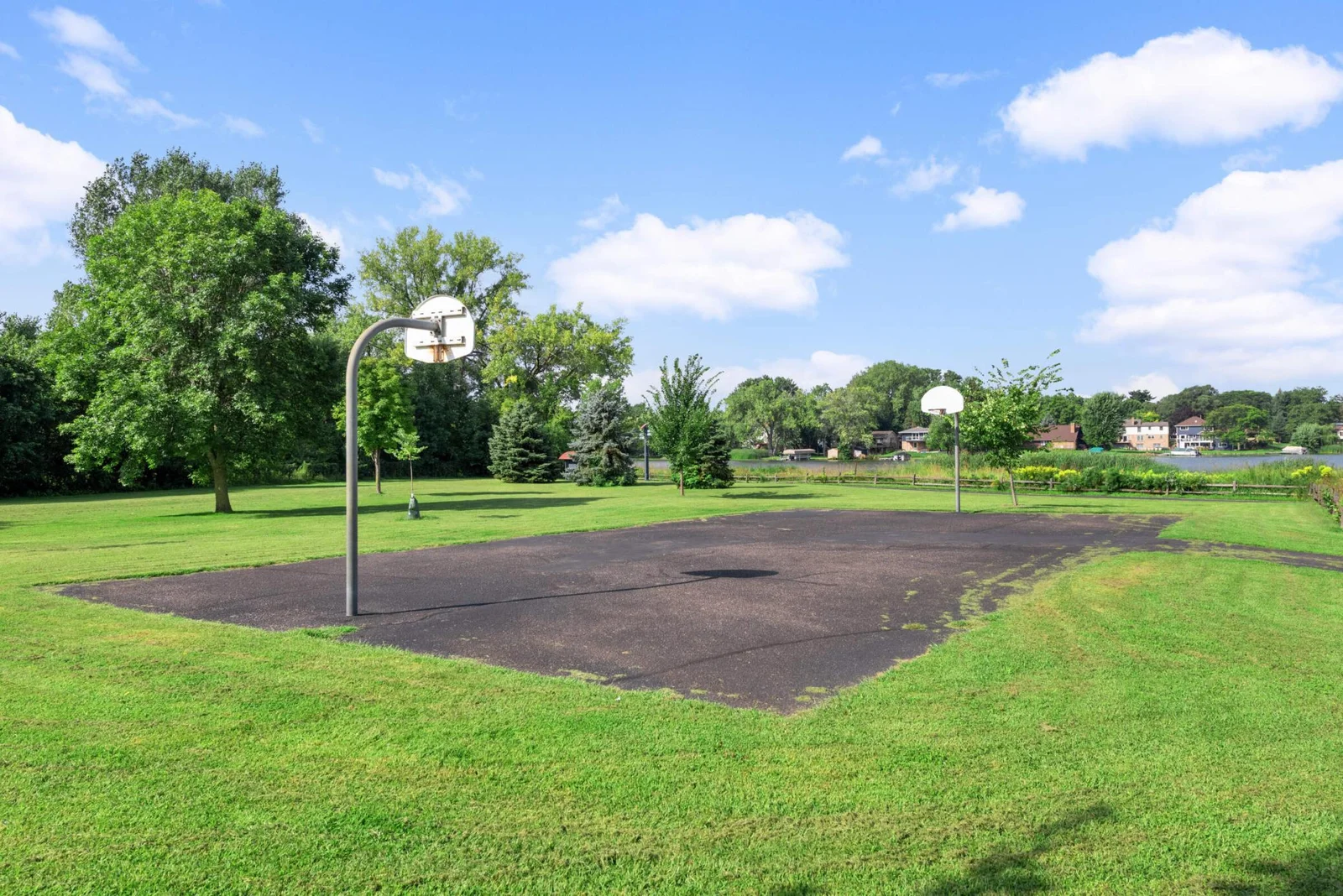Basketball court nearby.