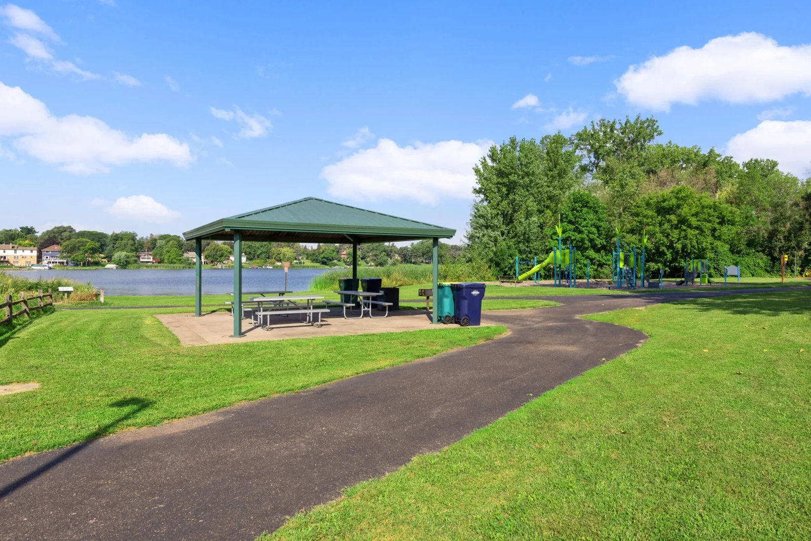 Covered picnic area at park.