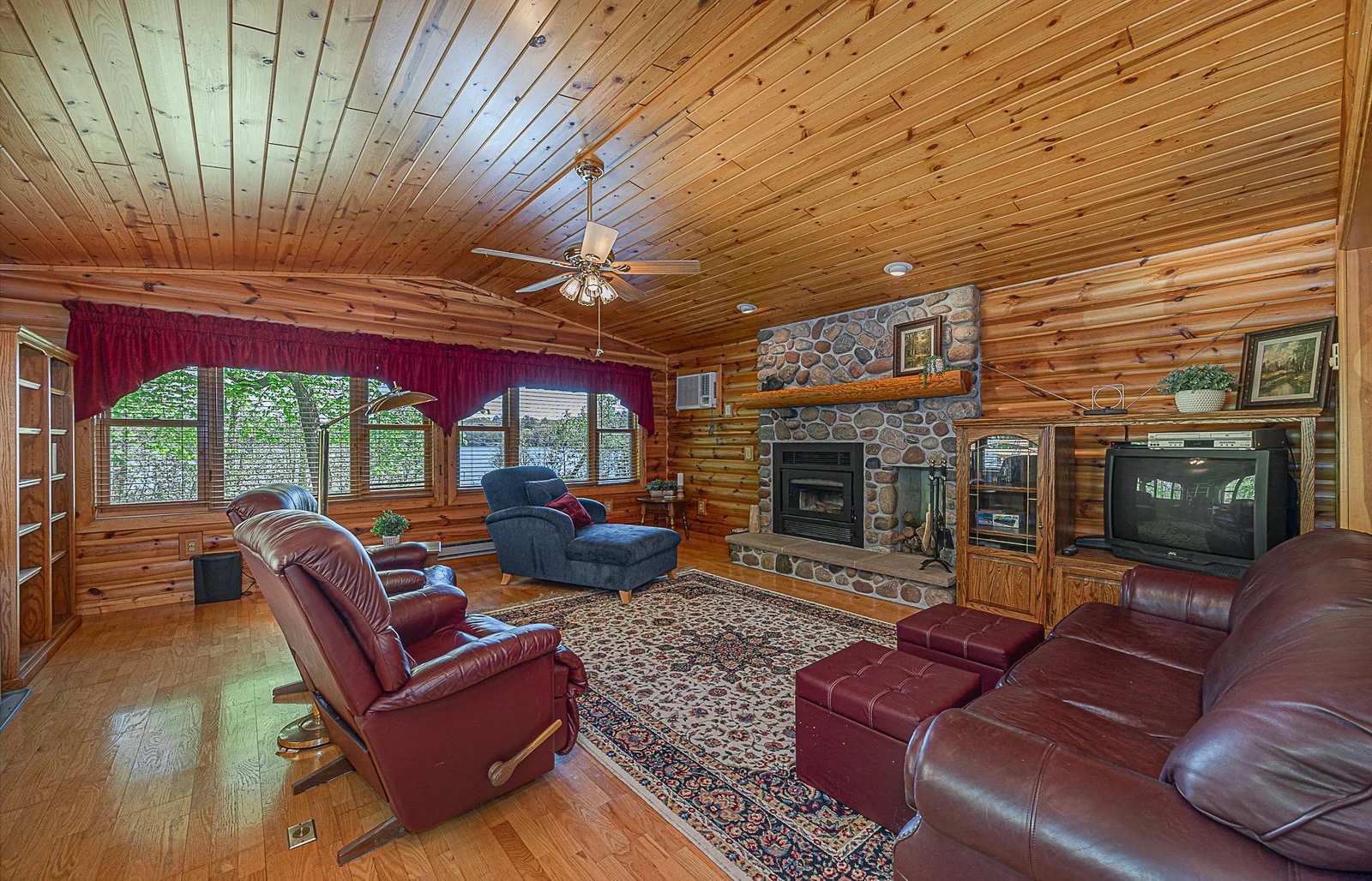 Large living room with great lake views.