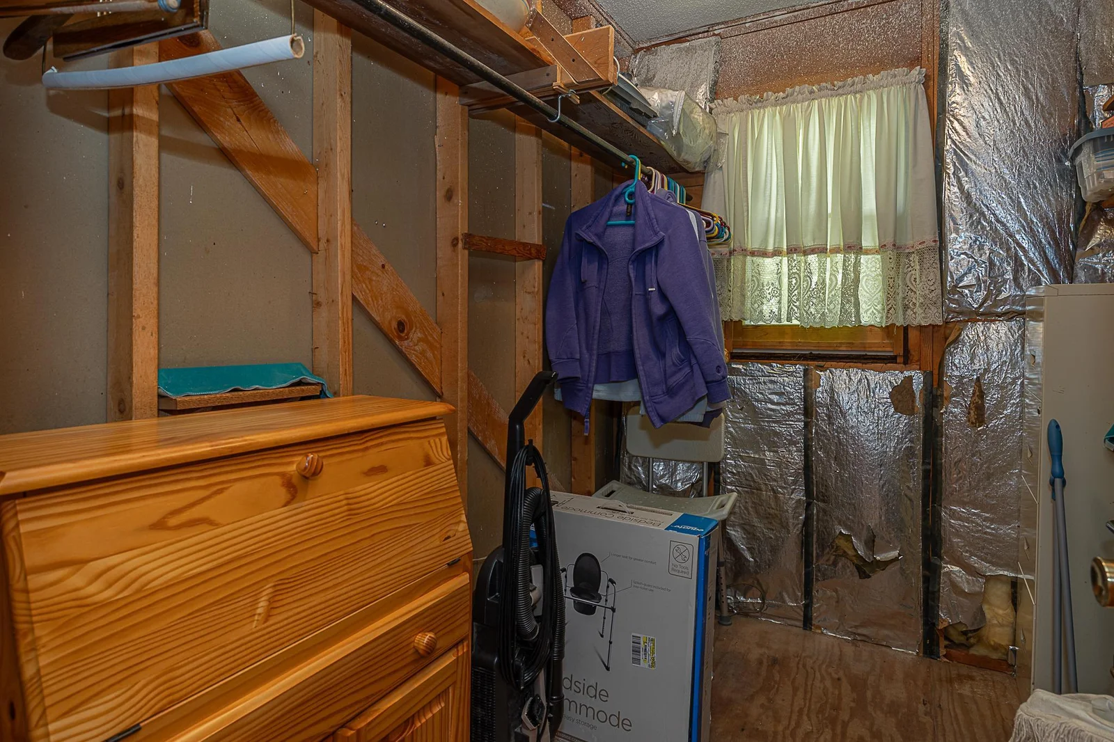 Finish this room off and use it for closet space.