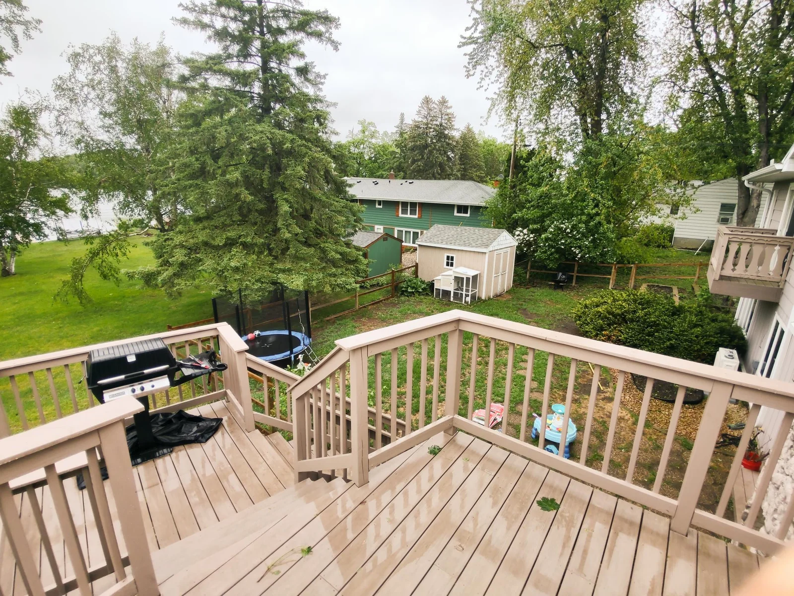 Deck Down to Grill Level and Fenced Yard