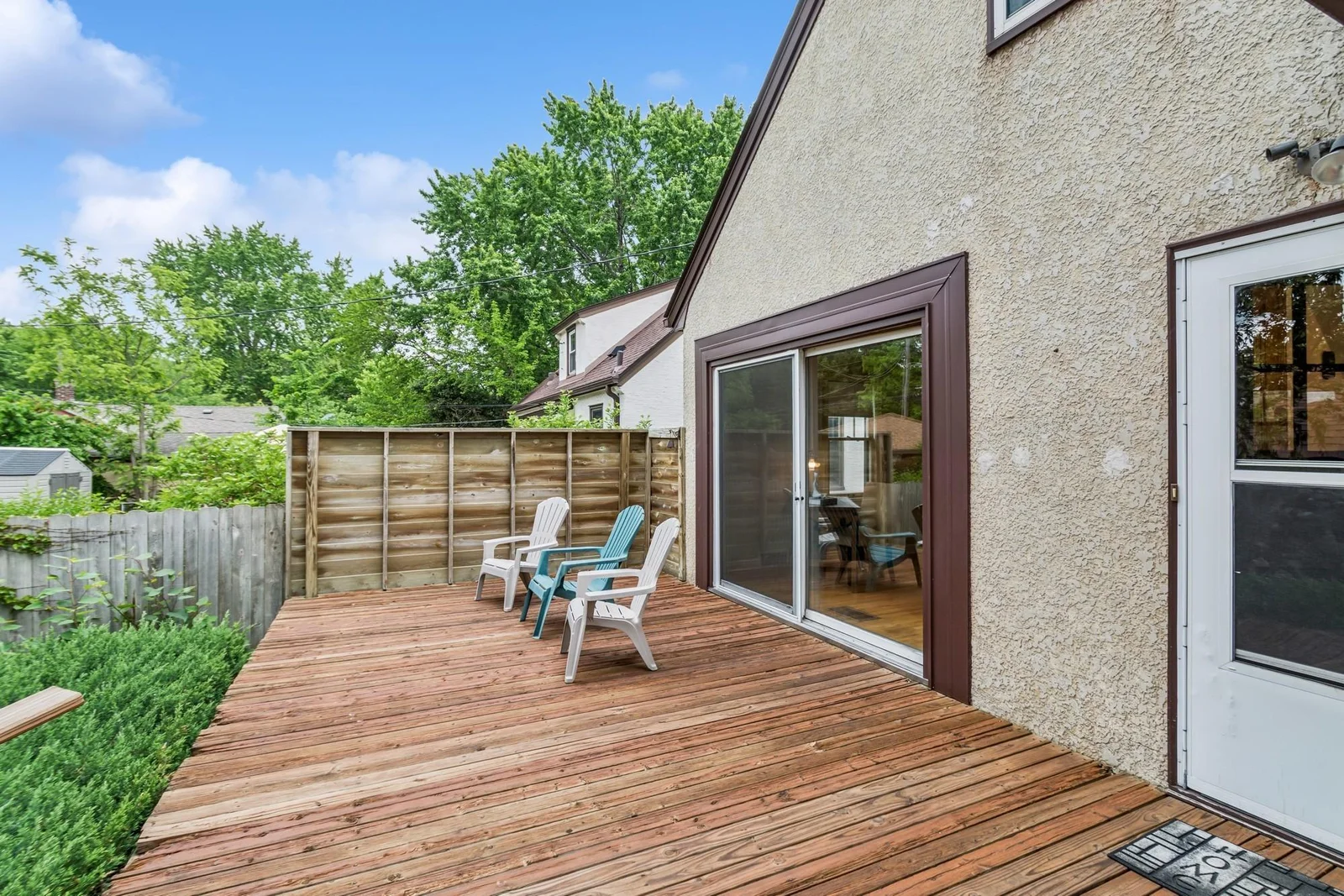 Back deck also offers a sanctuary for relaxing. Gardens and a waterfall feature are cozy to