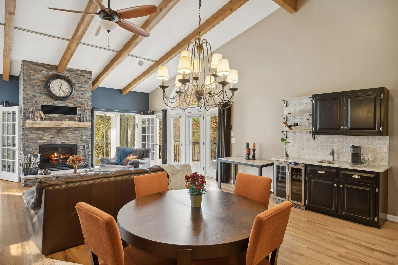 dining area with new hardwood floors